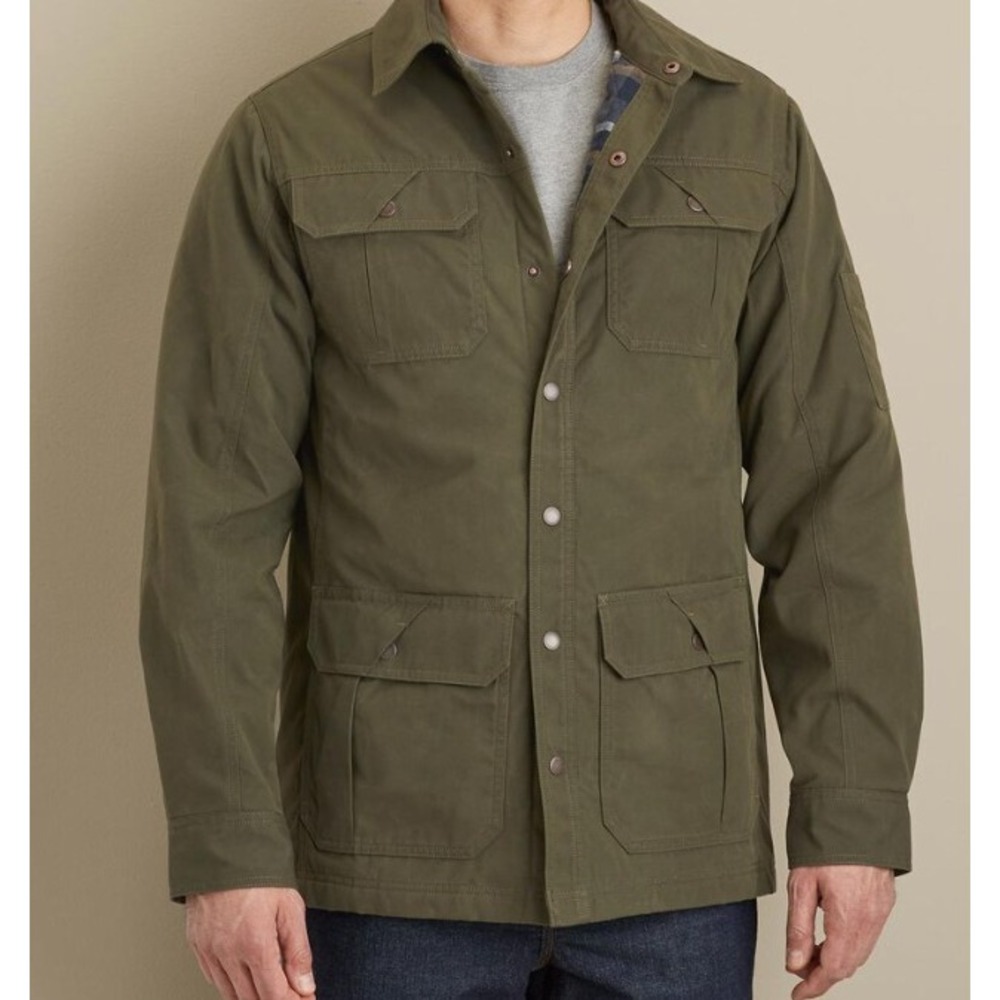 Duluth Trading Company Men's Warden Waxed Canvas Shirt Jacket Flannel Lining 3XL